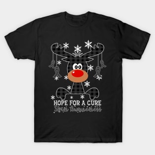 Reindeer Hope For A Cure Skin Awareness Christmas T-Shirt